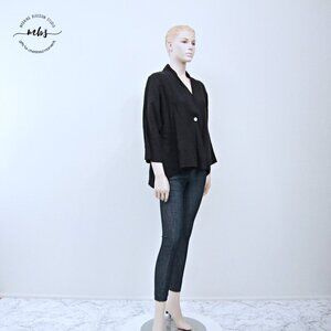Fenini Linen Lightweight Blazer Black Women L‎